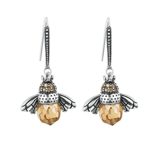 Amelia Silver Orange Bee Drop Earrings - Soffi Store