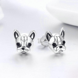 Silver French Bulldog Stud Earrings - Soffi Store
