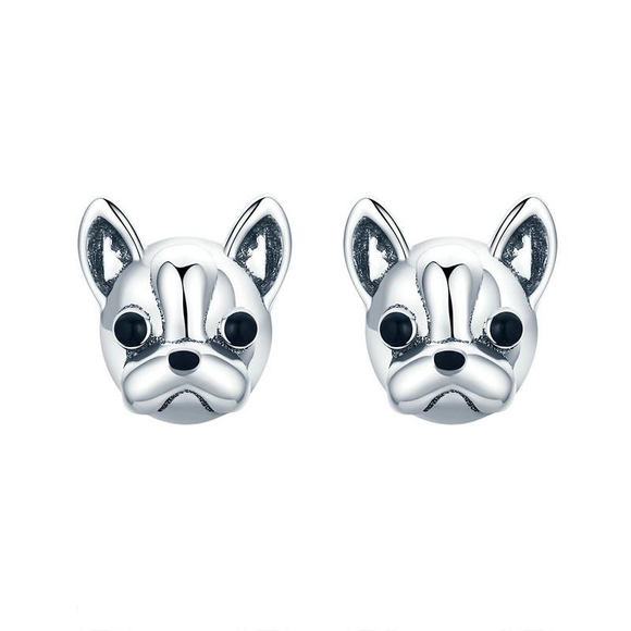 Silver French Bulldog Stud Earrings - Soffi Store